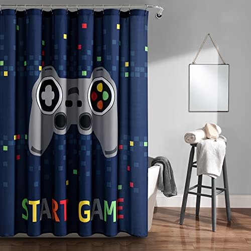 Lush Decor Video Games Shower Curtain 72x72 Navy