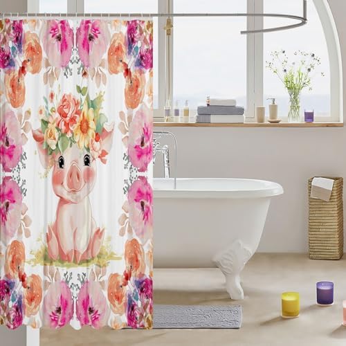 Erosebridal Pig Shower Curtain Set 72x72 Farmhouse Decor