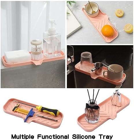 MicoYang Silicone Soap Dish with Drain Spout - 12x4 Inch Pink
