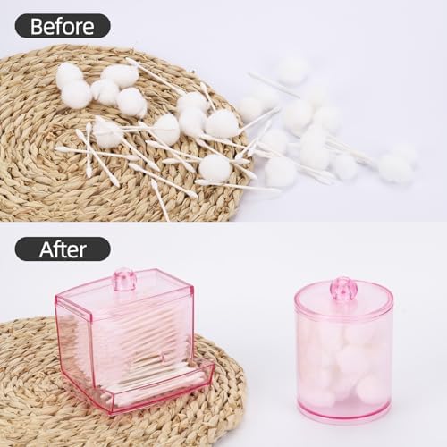 Tbestmax Qtips Dispenser 10 Oz Cotton Ball Holder Pink