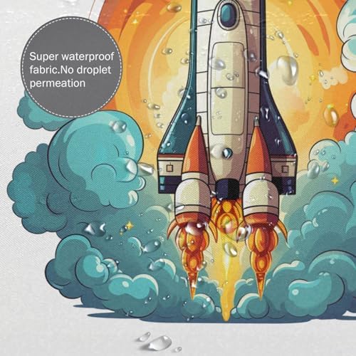 Cartoon Rocket Shower Curtain Set with 12 Hooks 72x72in
