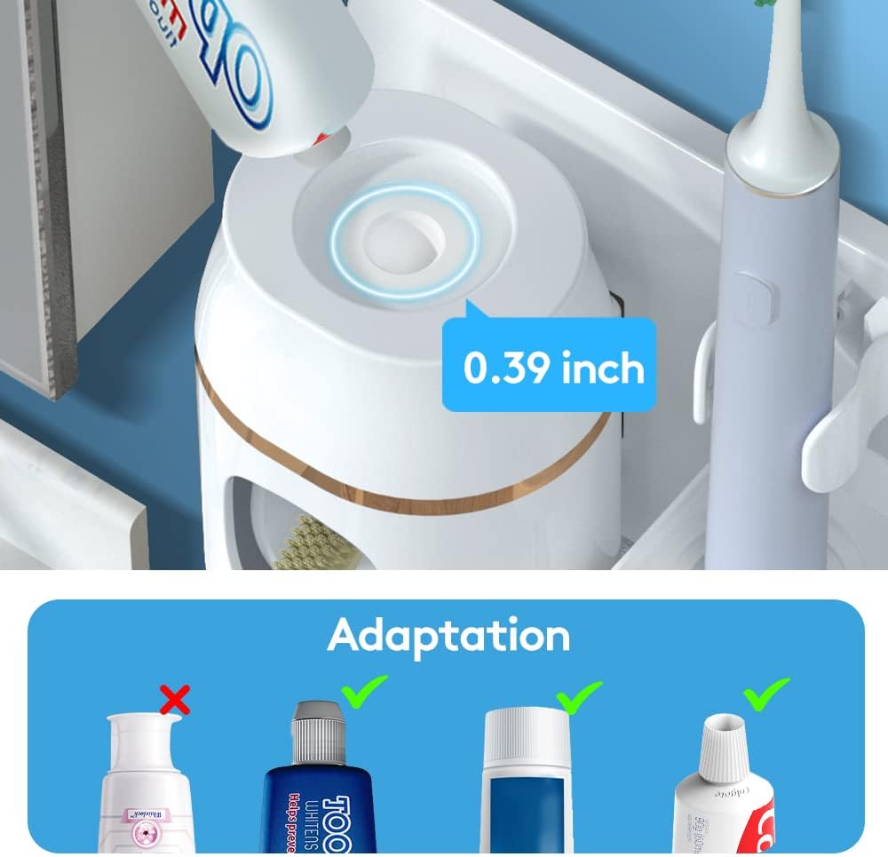 Space-Saving Wall Mounted Toothbrush Holder with Toothpaste Dispenser