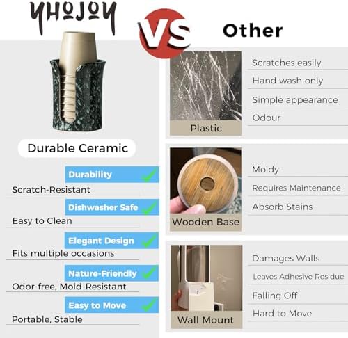 YHOJOY Ceramic Bathroom Cup Holder 3 Oz Black