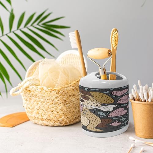 Ambesonne Dog Soap Dispenser and Toothbrush Holder Set