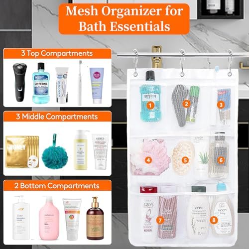 Halyuhn 8 Pockets Shower Caddy Organizer 2 Pack