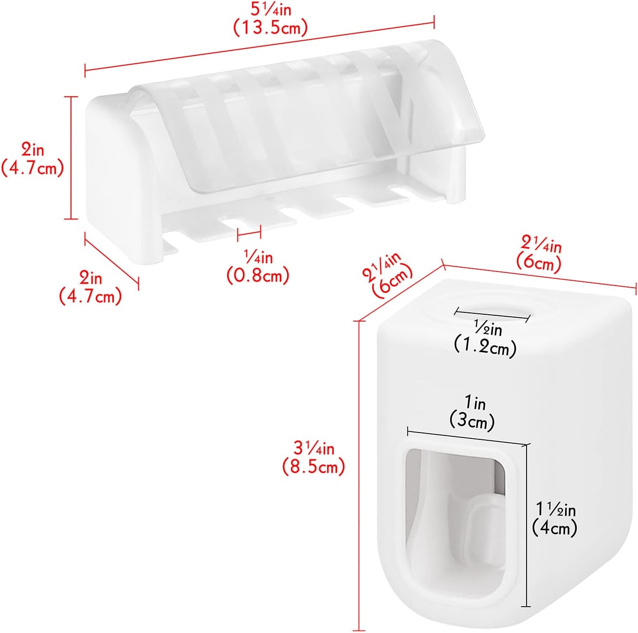LUEXBOX 5 Slots Wall Mounted Toothbrush Holder with Cover