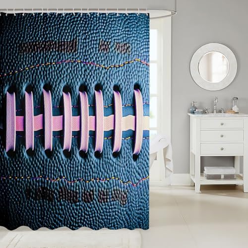Blue Sports Theme 72x78 Waterproof Shower Curtain Set