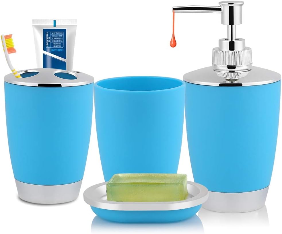 Enforose Bathroom Accessories Set 4 Pcs Blue