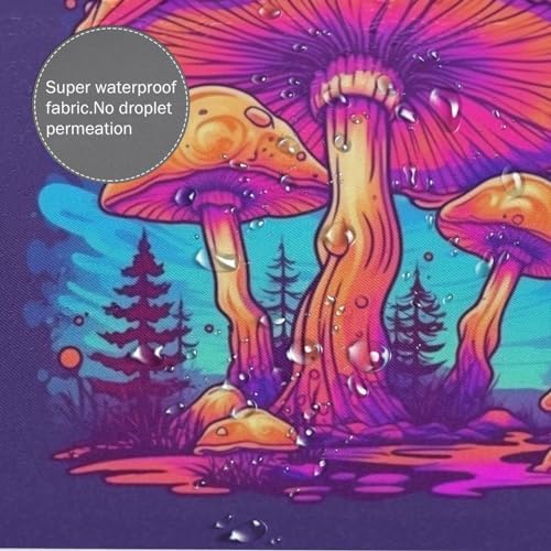 Trippy Mushroom Shower Curtain Set Red Blue Waterproof 72x72in