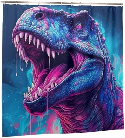 TIYAANDSY Roaring Dinosaur Shower Curtain Set 72x72in