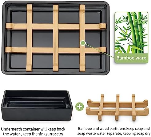 Bamboo Soap Dish with Drainage and Non-Slip Base