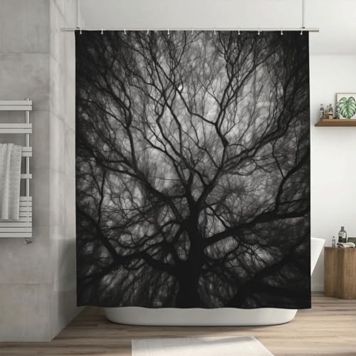 Tree Crown Shower Curtain Set 72x72in with 12 Hooks