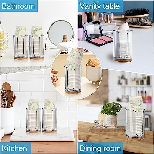 2 Pack Bamboo Plastic Cup Holder for Bath Kitchen Vanities