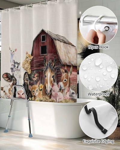 Split Shower Curtain with Hooks for Transfer Bench and Bath Tub