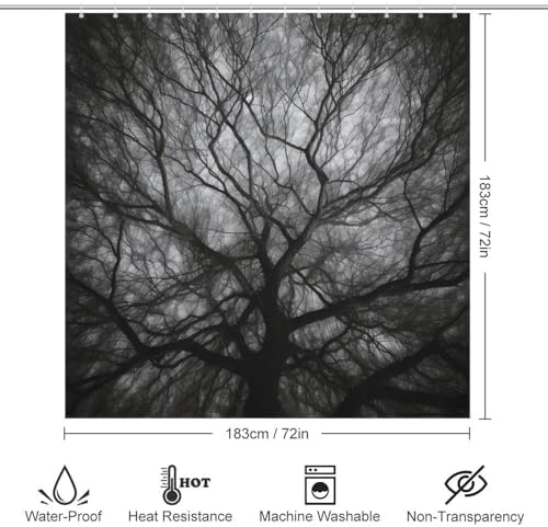 Tree Crown Shower Curtain Set 72x72in with 12 Hooks