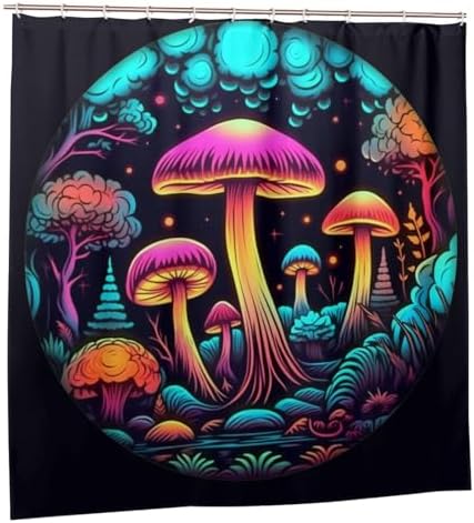 Boho Mushroom Shower Curtain Set with 12 Hooks 72x72in