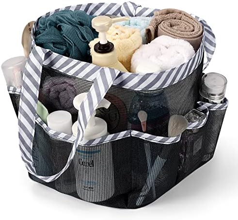 Ndeno Mesh Shower Caddy 8 Pockets Gray Strips