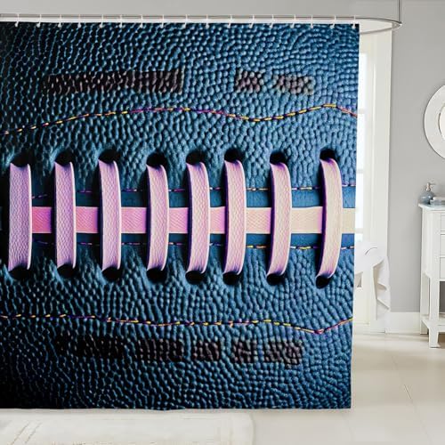 Blue Sports Theme 72x78 Waterproof Shower Curtain Set