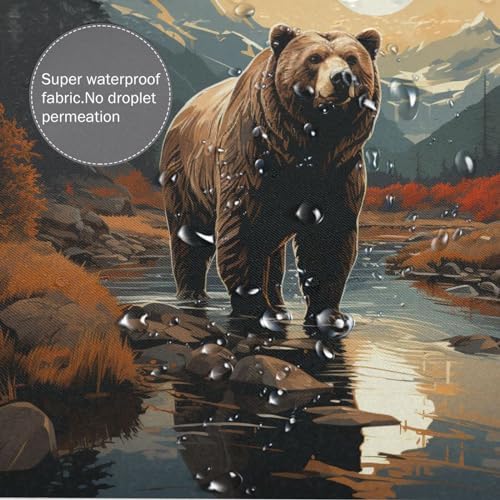 Brown Bear Shower Curtain Set with 12 Hooks 72x72in 1