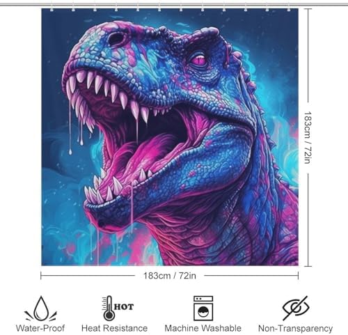 TIYAANDSY Roaring Dinosaur Shower Curtain Set 72x72in