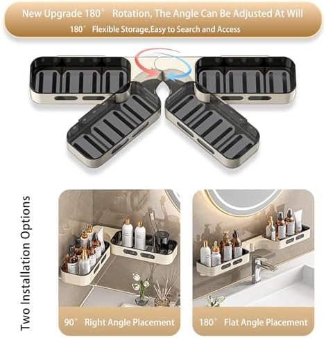 HyliNomi Shower Organizer Corner with Rotating Caddy - Grey