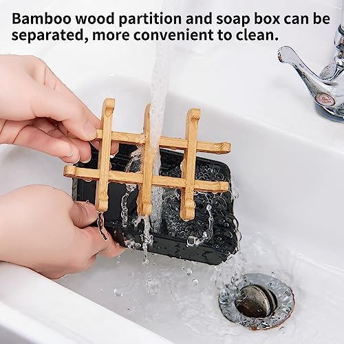 Bamboo Soap Dish with Drainage and Non-Slip Base