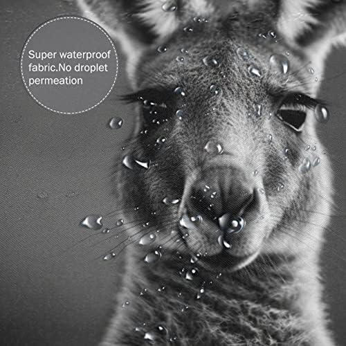 Kangaroo Pattern Waterproof Shower Curtain Set with 12 Hooks 72x72in