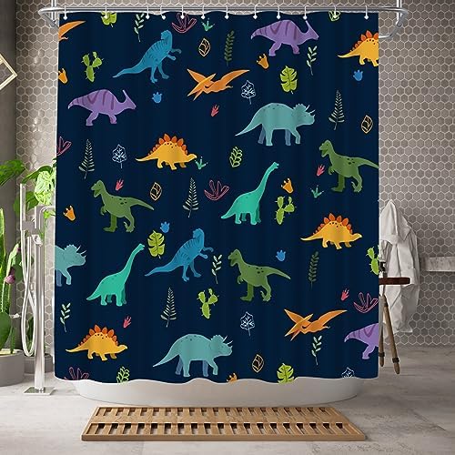 WELMECO Dinosaur Kids Shower Curtain 72x72inch Blue