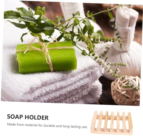 Luxshiny 2pcs Bamboo Soap Rack Draining Tray Wooden Holder