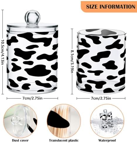 Qilmy Black Cow Spots Qtip Holder 2 Pack Canister