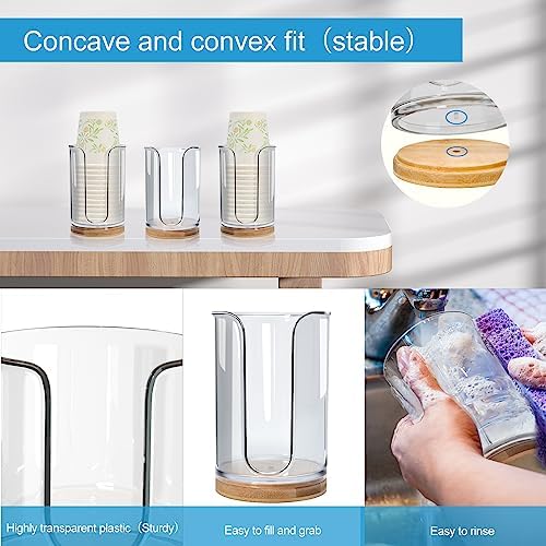 2 Pack Bamboo Plastic Cup Holder for Bath Kitchen Vanities