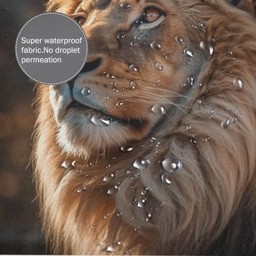 Brown Lion Shower Curtain Set with 12 Hooks 72x72in 1