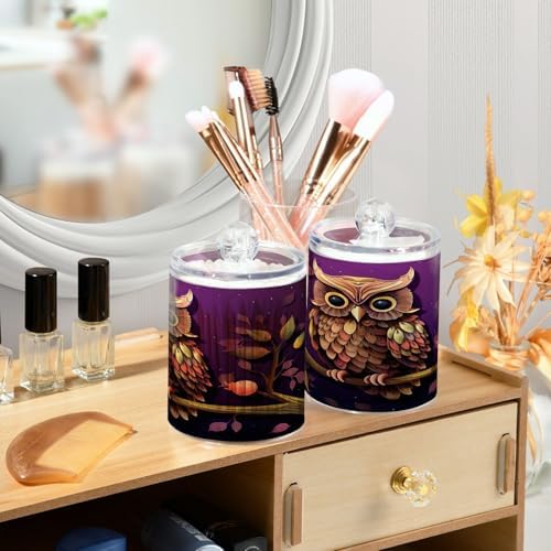 YETTASBIN Owl Clear Storage Jars 2 Pack 14 Oz with Lid