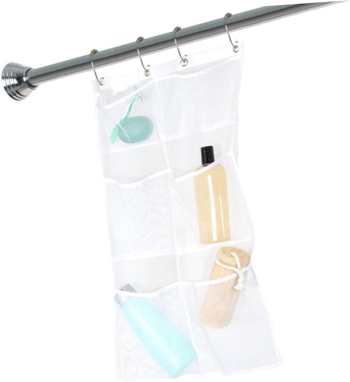 Vaguelly Hanging Mesh Shower Organizer Bag White