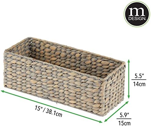 mDesign Woven Hyacinth Toilet Paper Holder - 2 Pack Gray