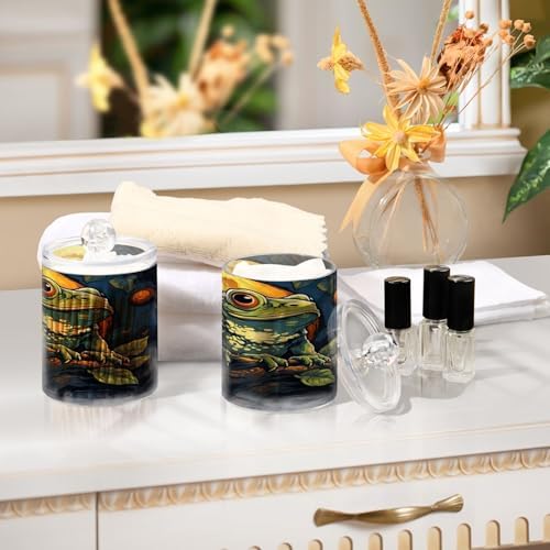 YETTASBIN Frog Apothecary Jars 2 Pack 14 oz Clear Dispenser with Lid