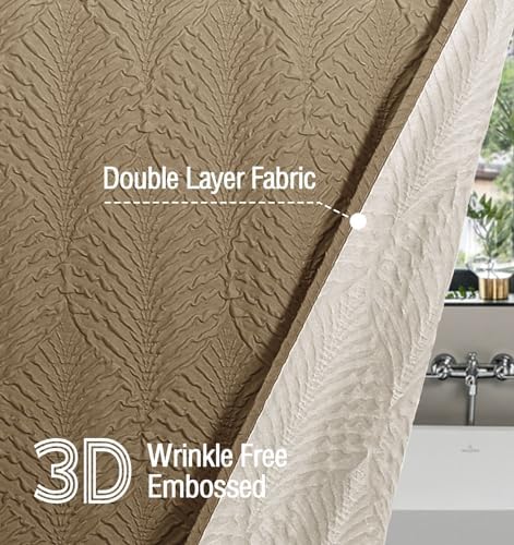 Gibelle Ombre Brown Shower Curtain Set with Hooks 72x72