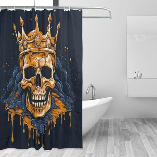 Golden Skull King Shower Curtain Set 72x72in