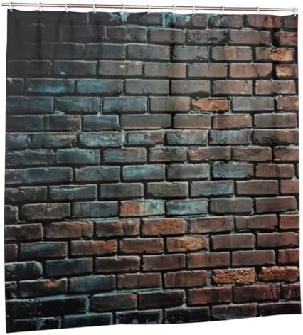 Red Brick Wall Shower Curtain with 12 Hooks 72x72in