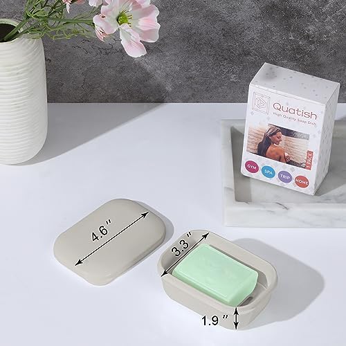 Quatish Leakproof Soap Dish with Lid and Draining Layer 1