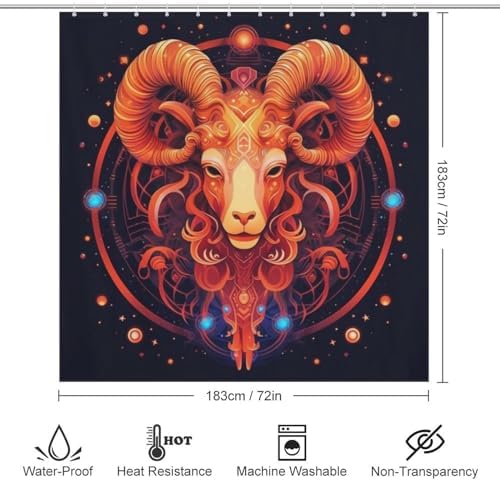Red Constellation Starry Sky Boho Shower Curtain Set