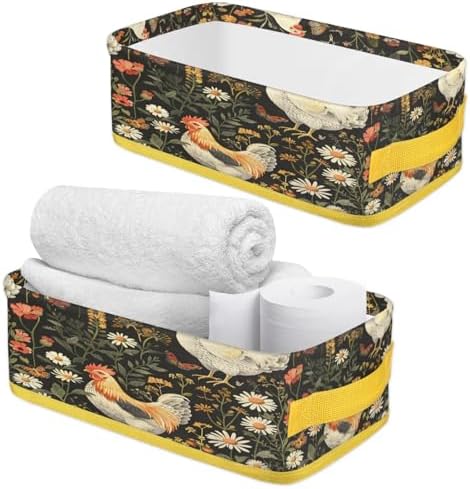 Farm Rooster Toilet Paper Storage Basket with Handles
