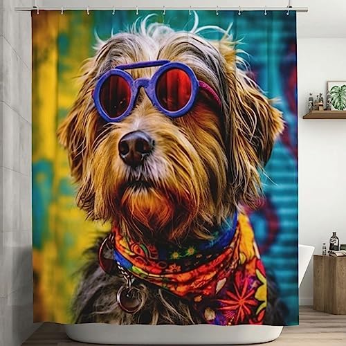 Funny Animal Boho Shower Curtain with 12 Hooks 72x72in
