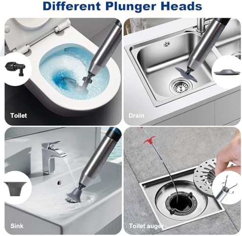 LEOMAUNYX High-Pressure Toilet Plunger with Barometer