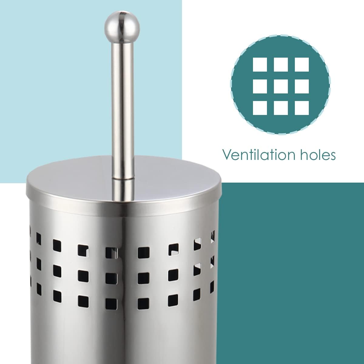 Home Basics Brushed Metal Toilet Plunger With Holder