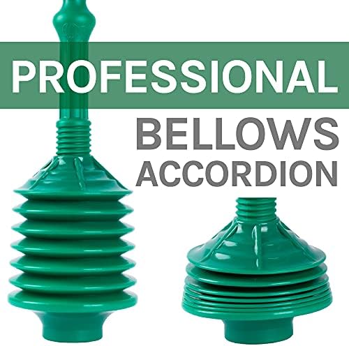 JS Jackson Supplies Green Bellows Toilet Plunger with Black Drip Tray