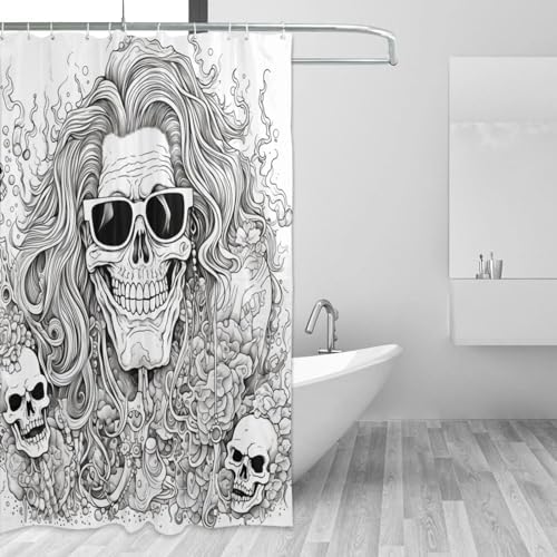 TIYAANDSY Skeleton Shower Curtain Set 72x72in