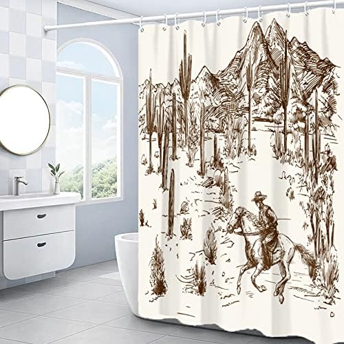 Hipposama Western Cactus Shower Curtain Set