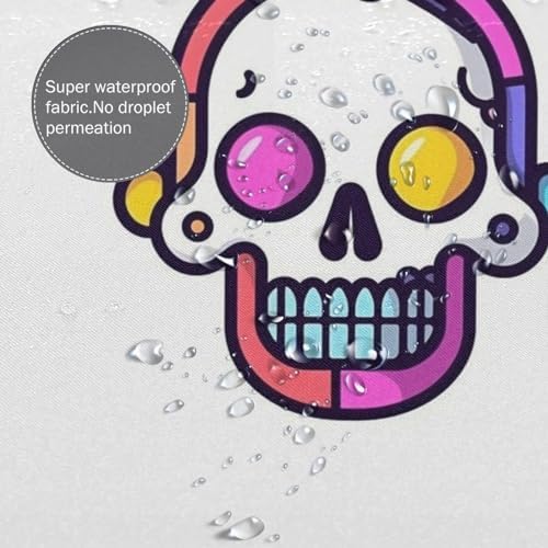 Cartoon Skull Shower Curtain Set with 12 Hooks 72x72in