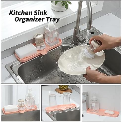 MicoYang Silicone Soap Dish with Drain Spout - 12x4 Inch Pink